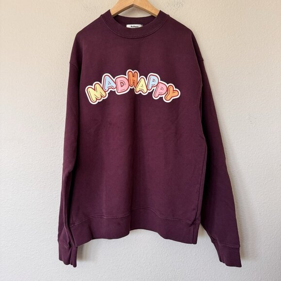 Madhappy Sweatshirt Womens Small Purple Crewneck Bubble Letters Snapchat - Picture 1 of 11